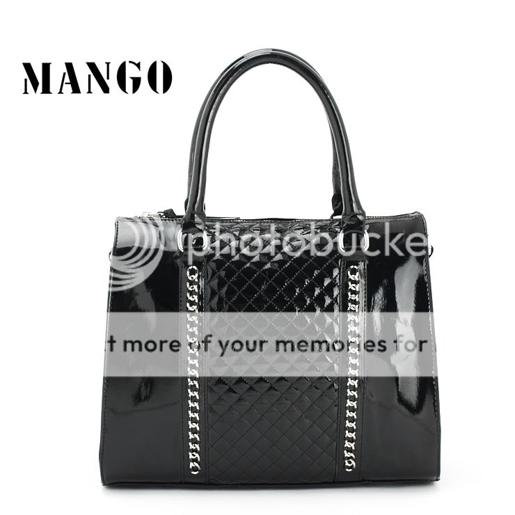 Women Patent leather quilted tote Hobo Vintage Messenger CrossBody Bag