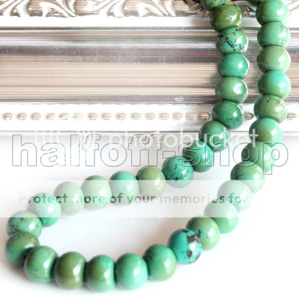 free shiping beautiful 8x10mm round green turquoise loose beads